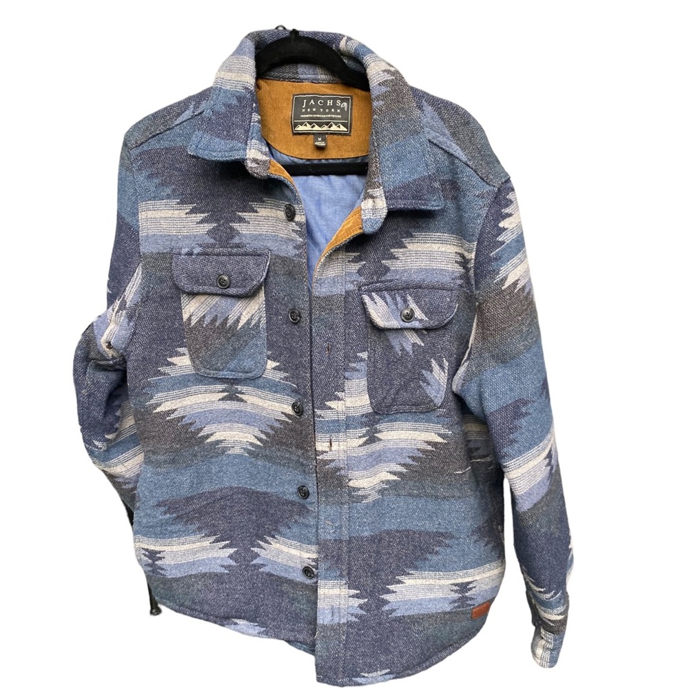 Jachs New York Patterned Pocketed Wool Blend Lined Flannel Jacket Men’s Medium